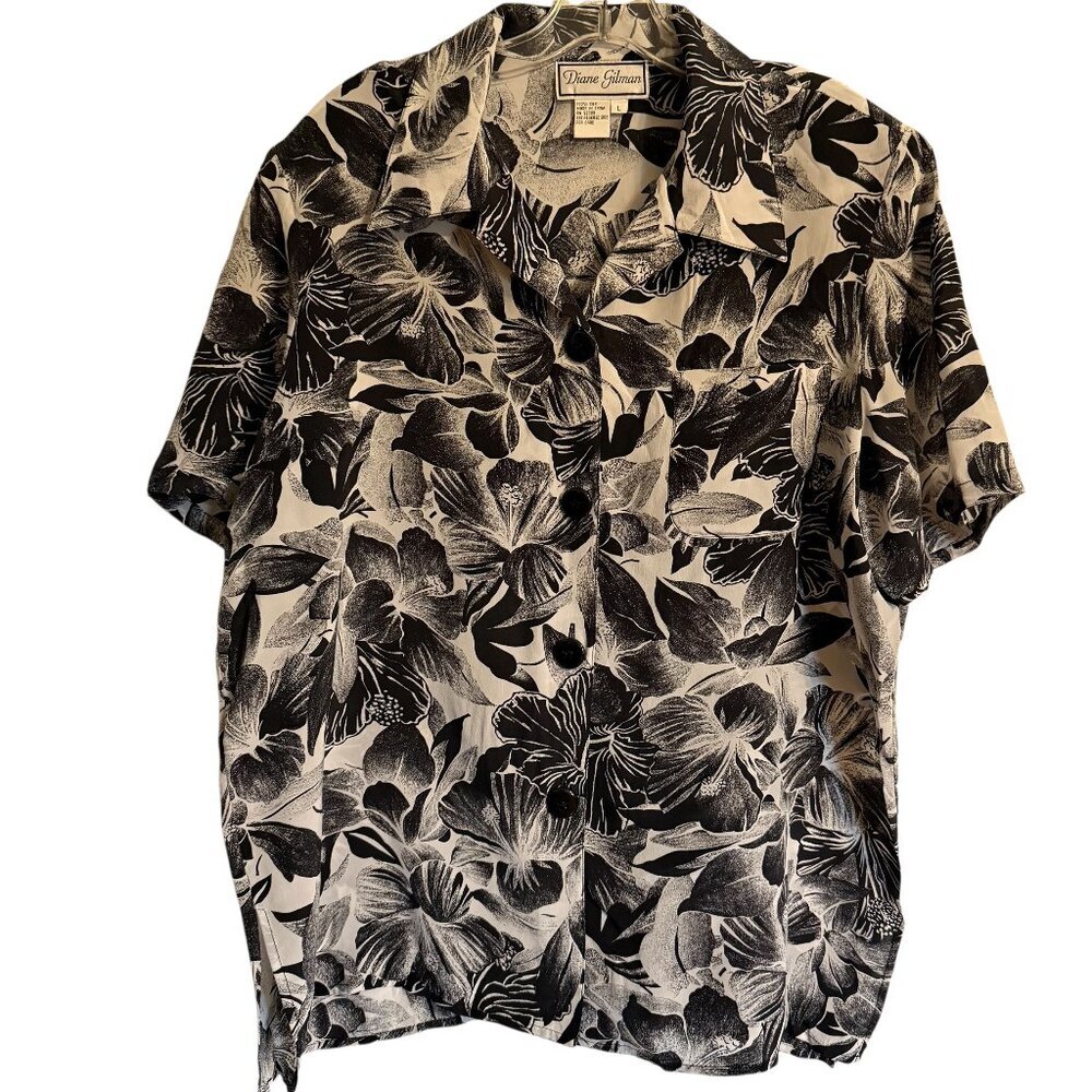 Diane‎ Gilman 100% Silk Blouse Top Size Large Luxury Executive Woman Sunday Best